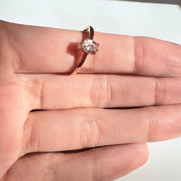 VTG Sterling Silver 925 Pink Cubic Zirconia Prong Set Statement Ring Size 10.75 - Picture 4 of 10